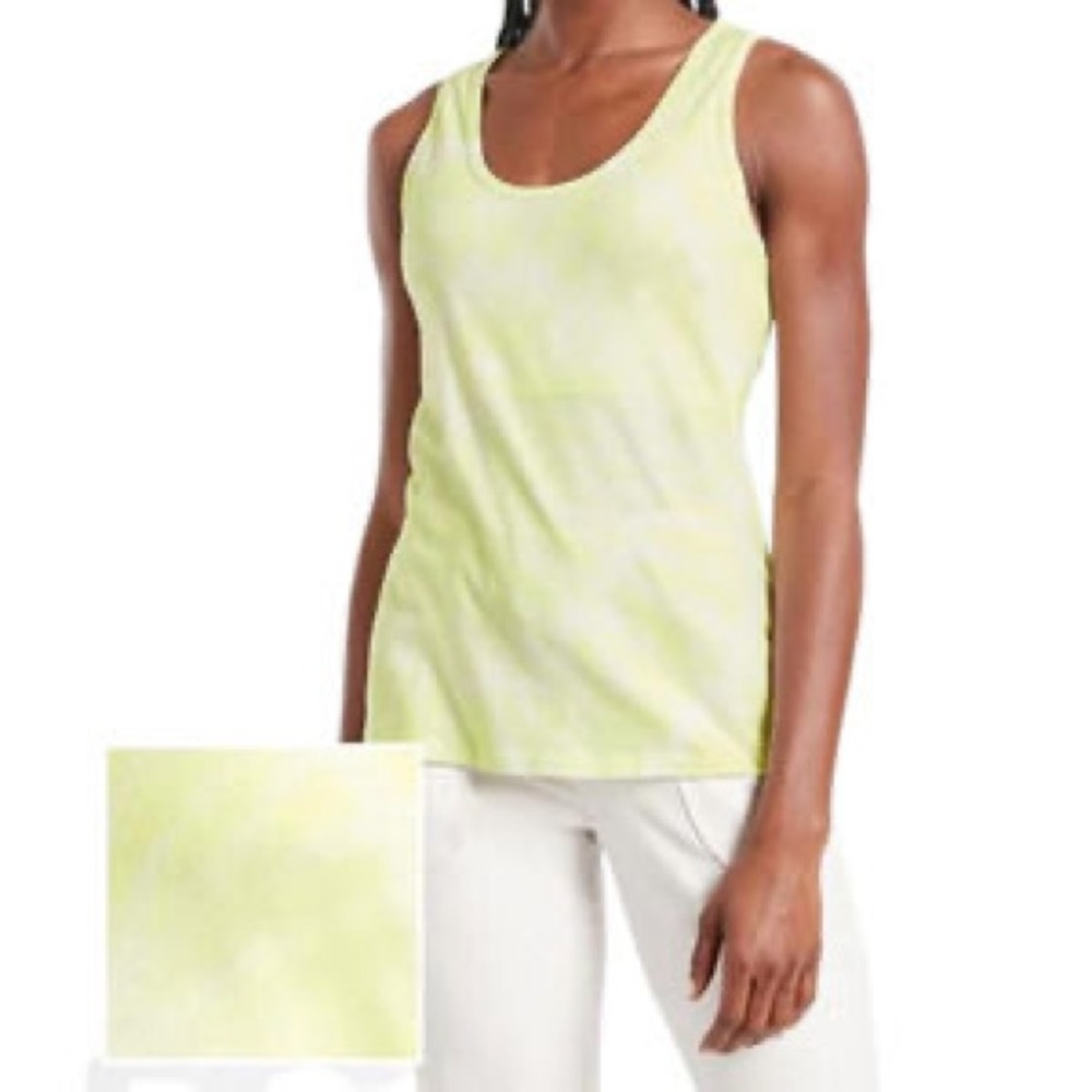 Athleta Organic Daily Printed Tank Top Women’s Small Sunburst Yellow Activewear